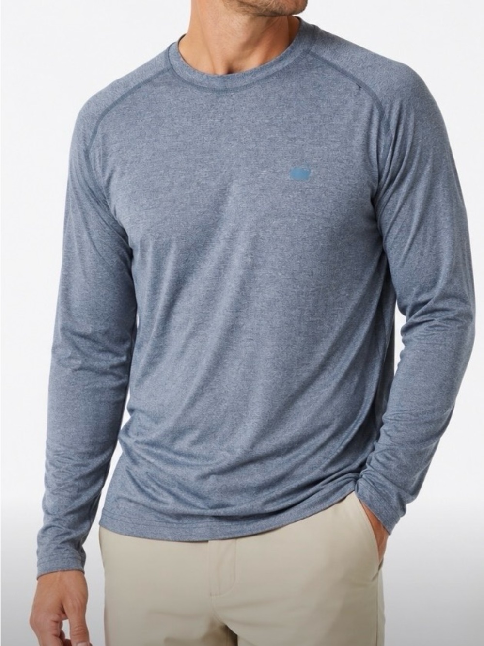 Augusta Masters Tech Active Men’s Long Sleeve Golf Shirt Blue Gray Medium